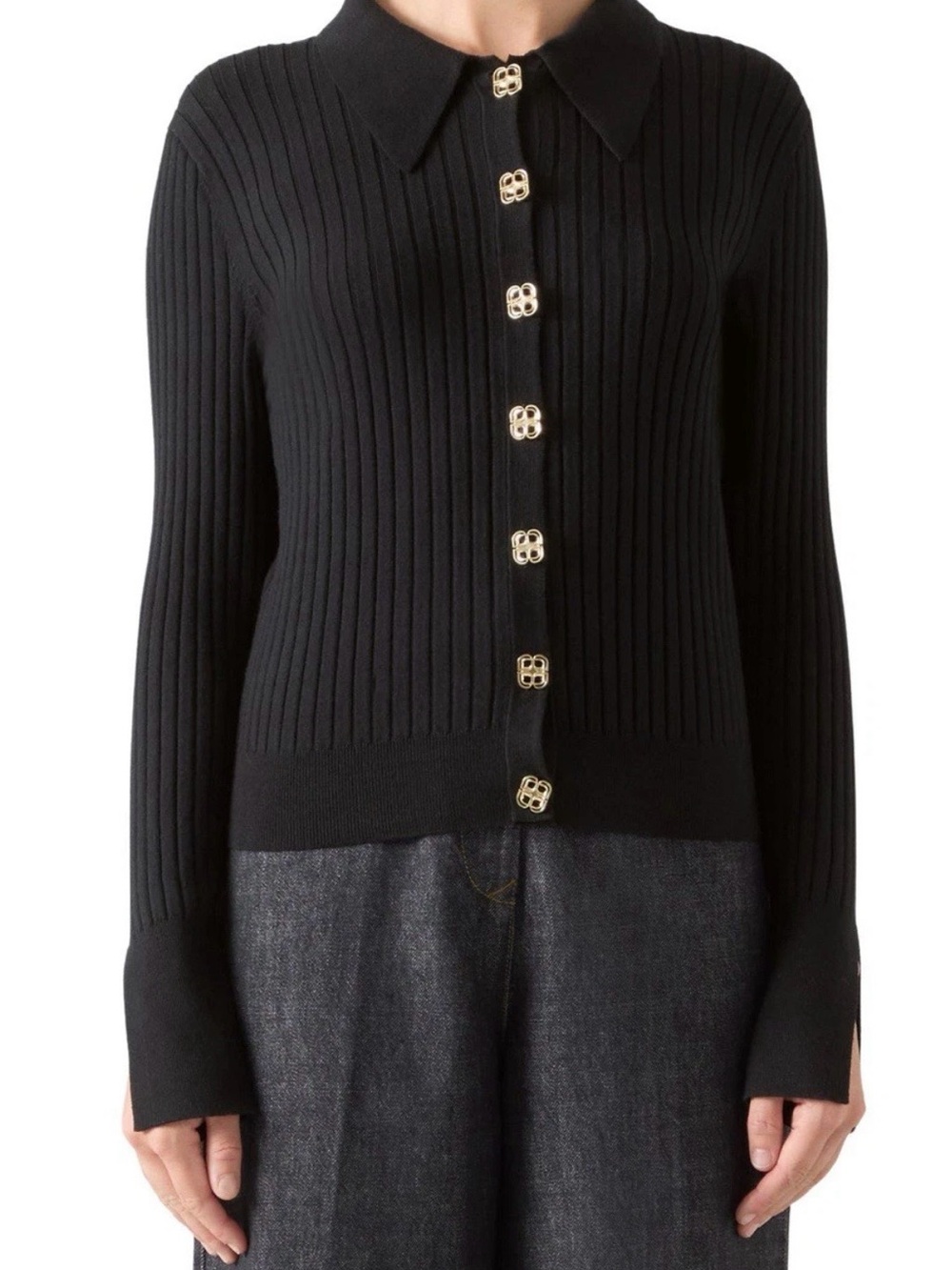 LK Bennett Willow Rib Merino Wool & Cotton Cardigan Size Medium